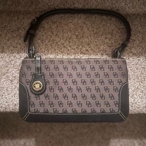 Vintage Dooney And Bourke Mini Zip Top Bag Shoulder Bag Black Gray
